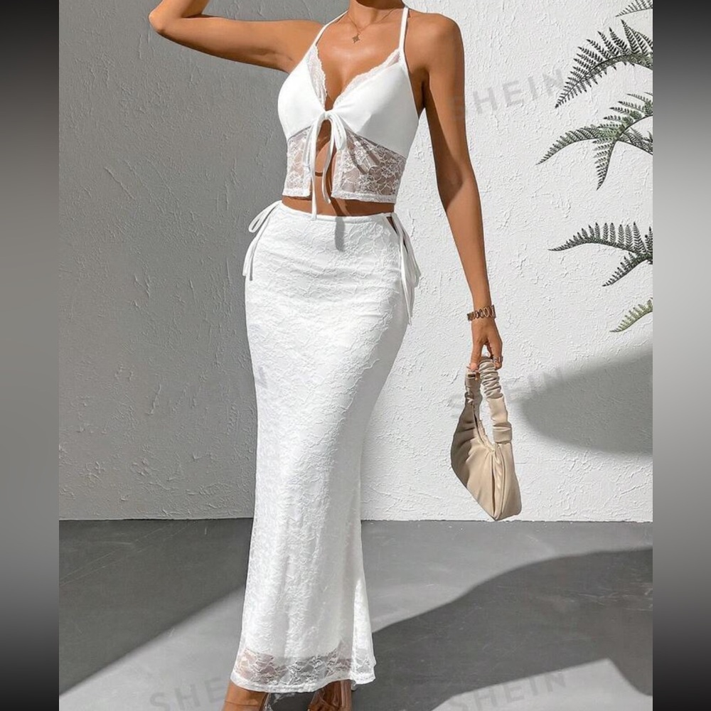 Lace Up Backless Two Piece Set - image 1